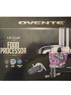 OVENTE 1.5 Cup Mini Food Processor PF1002B Black Chop Slice Shred New in Box